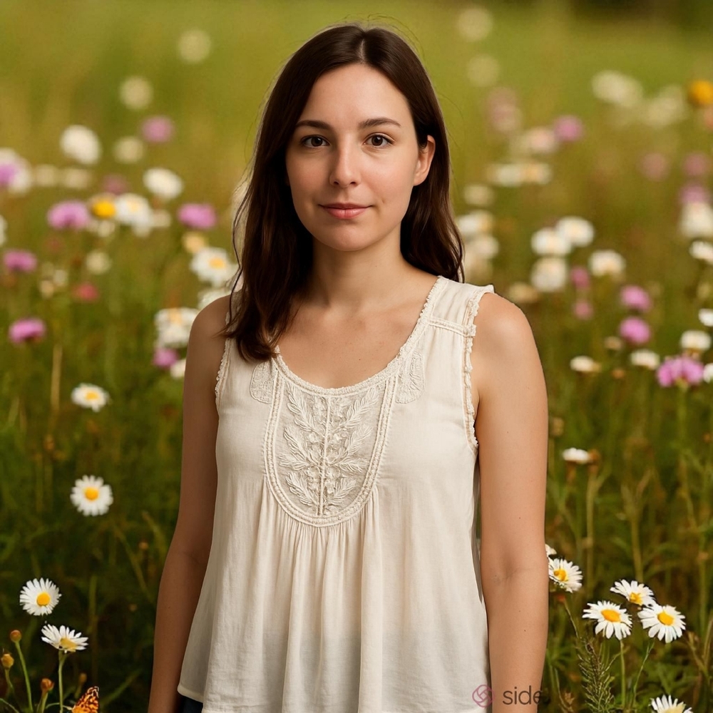 Roaman's Elegant White Embroidered Tank Top